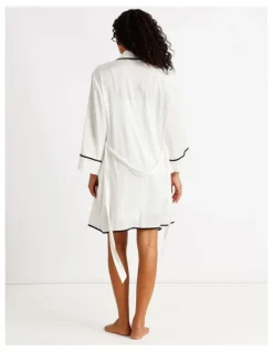 Chloe & Lola Signature Satin Binding Long Robe in Ivory