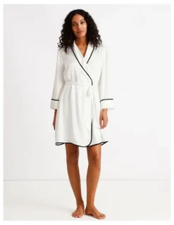 Chloe & Lola Signature Satin Binding Long Robe in Ivory
