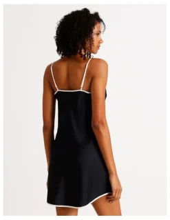 Chloe & Lola Signature Satin Binding Chemise in Black