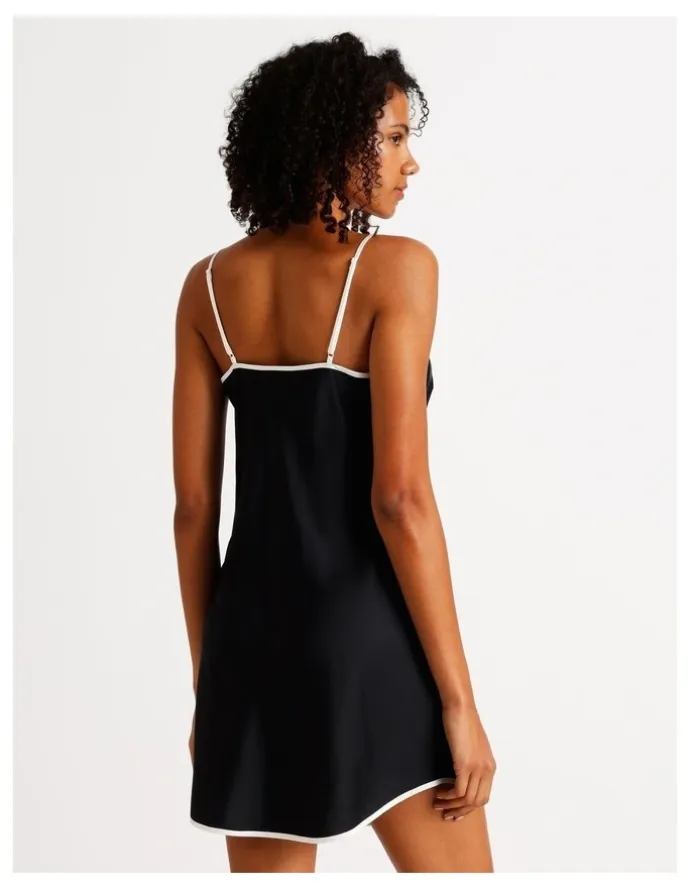 Chloe & Lola Signature Satin Binding Chemise in Black