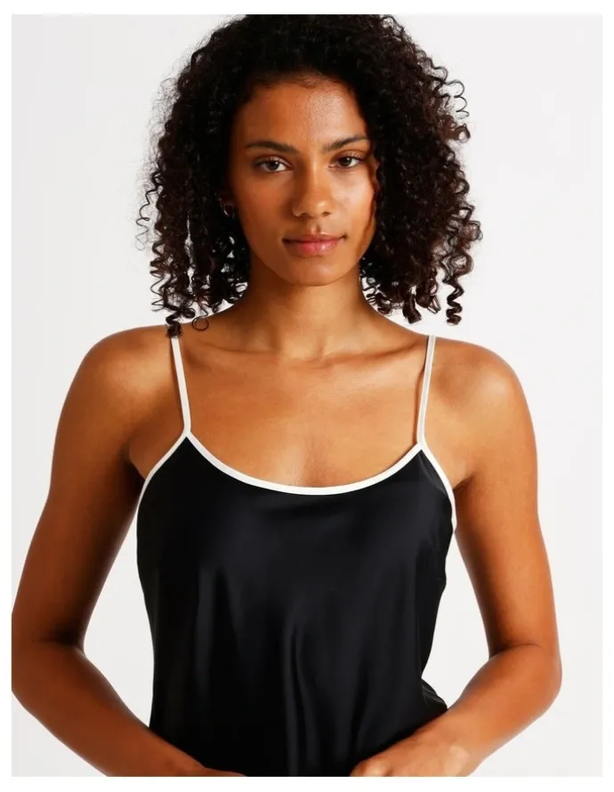 Chloe & Lola Signature Satin Binding Chemise in Black