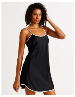 Chloe & Lola Signature Satin Binding Chemise in Black