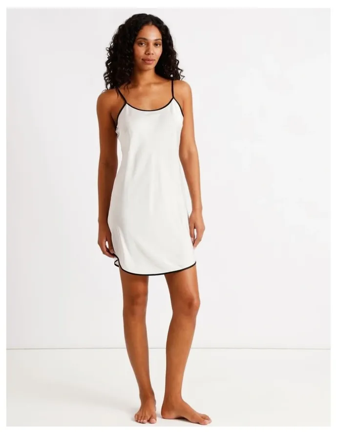 Chloe & Lola Signature Satin Binding Chemise in Ivory