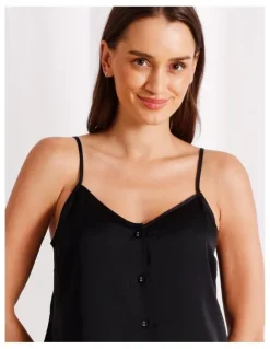 Chloe & Lola Signature Satin Cami Boxer Set in Black
