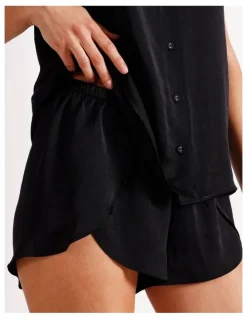 Chloe & Lola Signature Satin Cami Boxer Set in Black