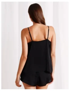 Chloe & Lola Signature Satin Cami Boxer Set in Black