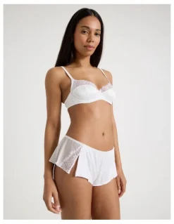 Chloe & Lola The Vow Satin & Lace Short in White