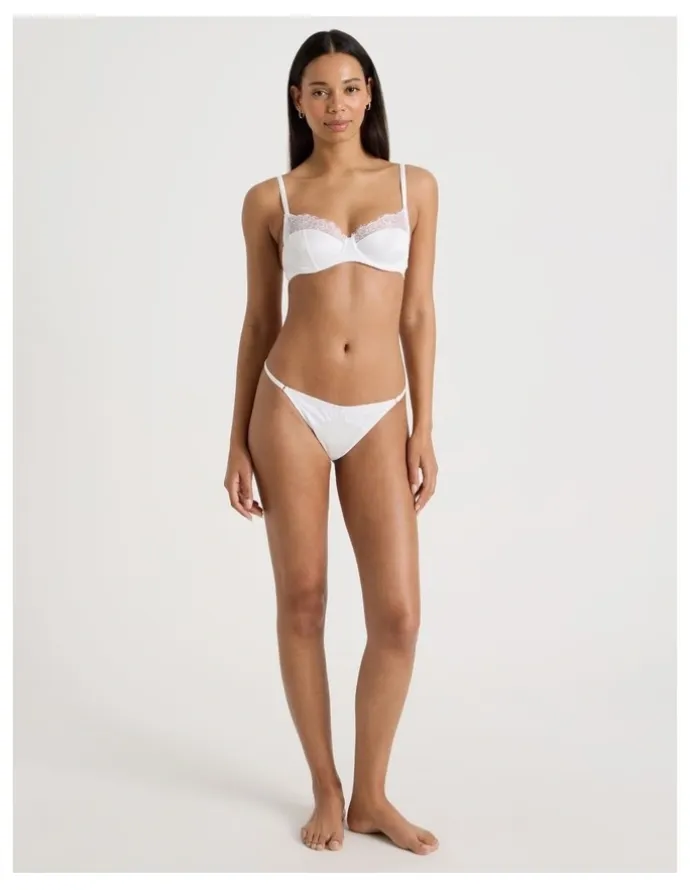 Chloe & Lola The Vow Satin & Lace Balconette Bra in White