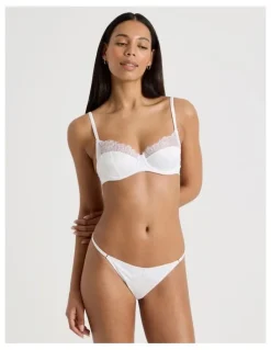 Chloe & Lola The Vow Satin & Lace Balconette Bra in White