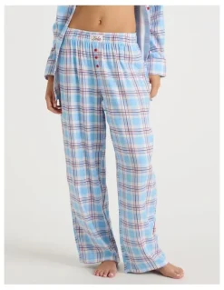 Chloe & Lola Lola Flannelette Boyfriend Pant in Blue & Red Check Print