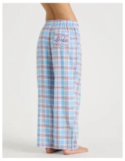 Chloe & Lola Lola Flannelette Boyfriend Pant in Blue & Red Check Print