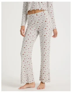 Chloe & Lola Lola Fluted Rib Pants in Strawberry Fields Print