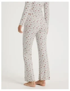 Chloe & Lola Lola Fluted Rib Pants in Strawberry Fields Print