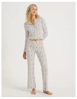 Chloe & Lola Lola Fluted Rib Pants in Strawberry Fields Print