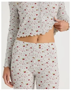 Chloe & Lola Lola Fluted Rib Pants in Strawberry Fields Print