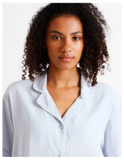 Chloe & Lola Serene Dobby Relaxed Short Sleeve PJ Set in Soft Blue