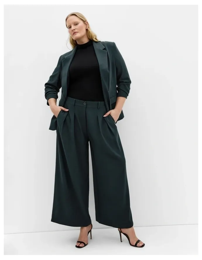 City Chic Abbie Blazer in Deep Emerald