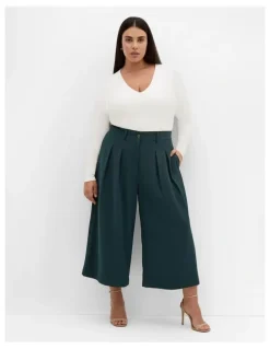 City Chic Abbie Crop Pant in Deep Emerald