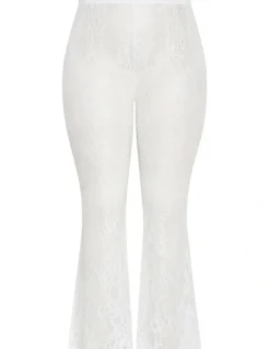 City Chic Aura Lace Pant in Ivory