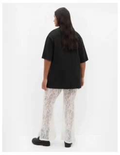 City Chic Aura Lace Pant in Ivory