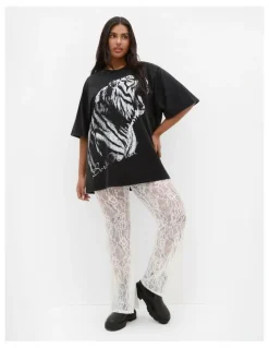 City Chic Aura Lace Pant in Ivory