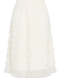 City Chic Averi Tulle Midi Skirt in Vanilla