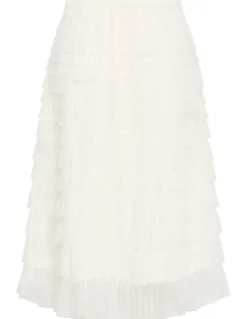 City Chic Averi Tulle Midi Skirt in Vanilla
