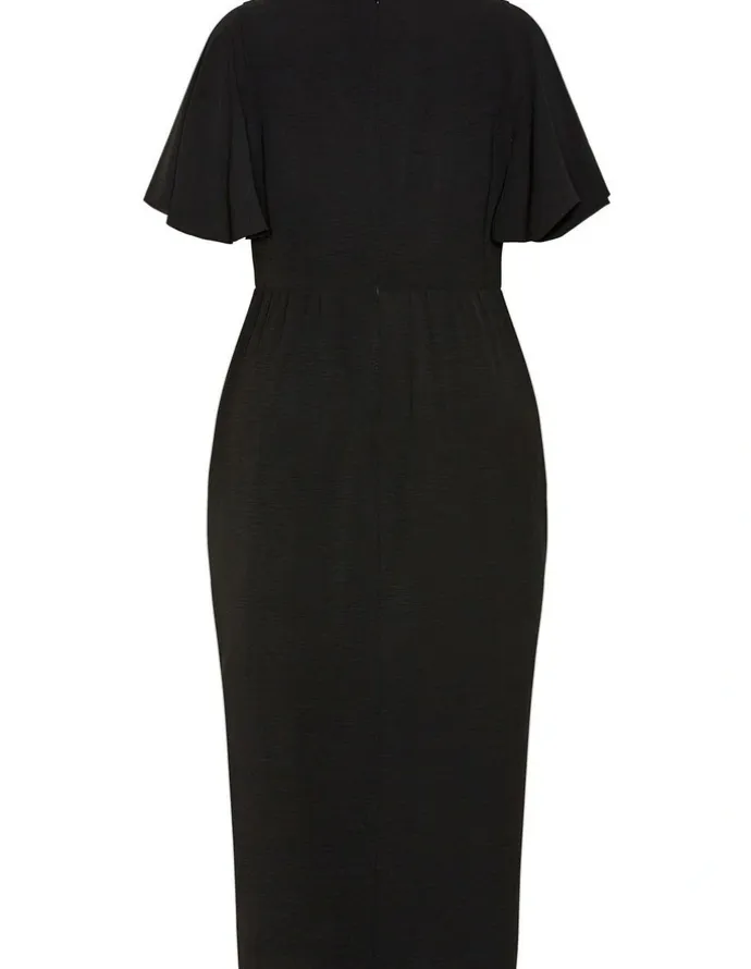 City Chic Braelynn Drape Maxi Dress in Black