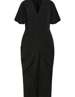 City Chic Braelynn Drape Maxi Dress in Black