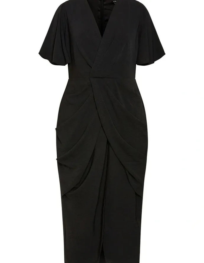 City Chic Braelynn Drape Maxi Dress in Black