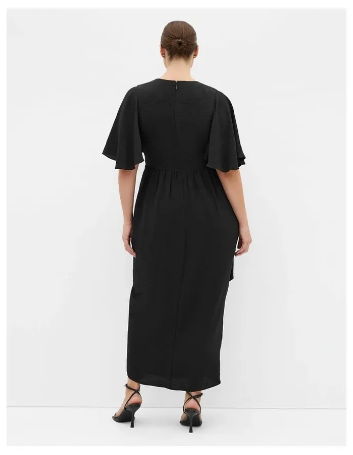 City Chic Braelynn Drape Maxi Dress in Black