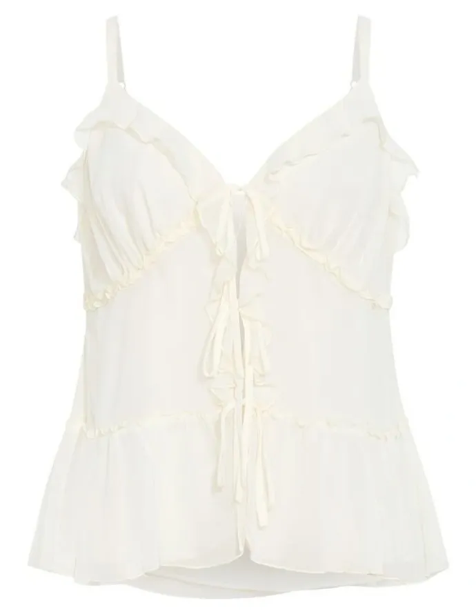 City Chic Bri Tie Cami in Cream