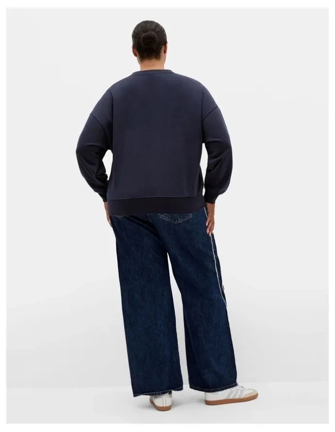 City Chic Brooklyn Crew Neck Sweatshirt in Navy