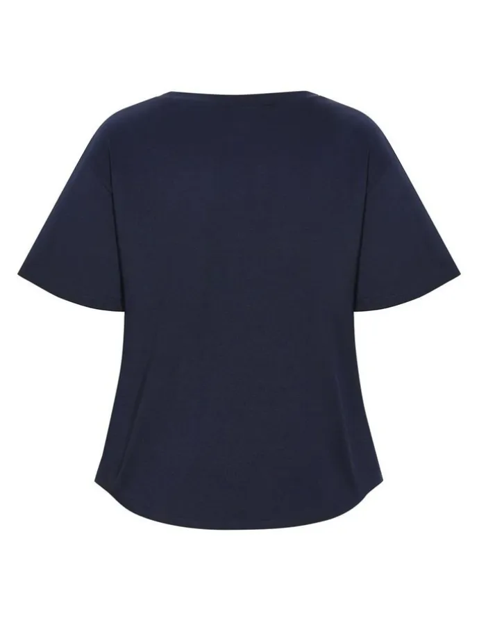 City Chic Copenhagen Studio Cotton Tee in Navy
