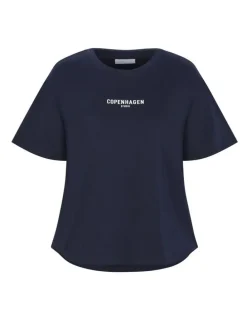 City Chic Copenhagen Studio Cotton Tee in Navy