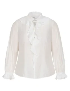 City Chic Dakota Frill Top in Ivory