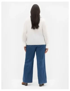 City Chic Dakota Frill Top in Ivory