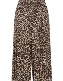 City Chic Elsie Leopard Print Wide Leg Pant in Chocolate