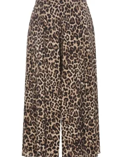 City Chic Elsie Leopard Print Wide Leg Pant in Chocolate