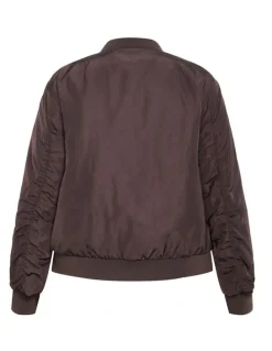City Chic Gia Puffer Bomber Jacket in Espresso