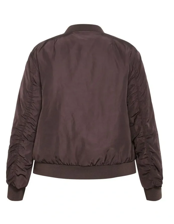 City Chic Gia Puffer Bomber Jacket in Espresso