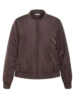 City Chic Gia Puffer Bomber Jacket in Espresso