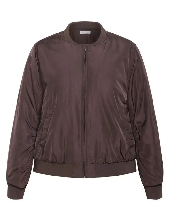 City Chic Gia Puffer Bomber Jacket in Espresso