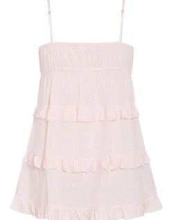 City Chic Gigi Gingham Sleepwear Chemise in Pink