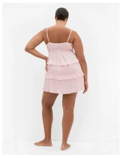 City Chic Gigi Gingham Sleepwear Chemise in Pink