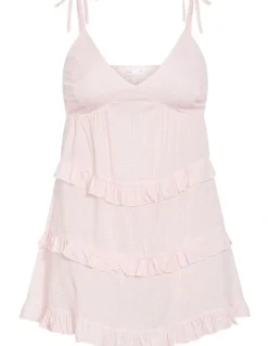 City Chic Gigi Gingham Sleepwear Chemise in Pink