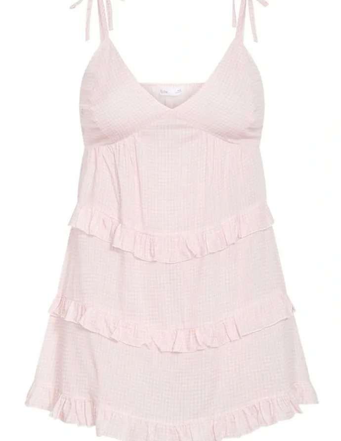 City Chic Gigi Gingham Sleepwear Chemise in Pink