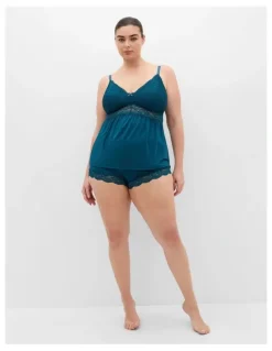 City Chic Juliette Cami Short Set in Teal