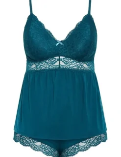 City Chic Juliette Cami Short Set in Teal