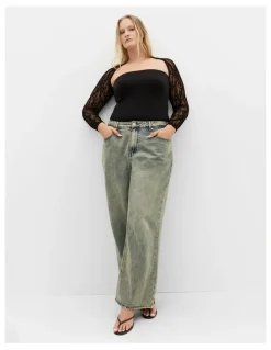 City Chic Layla Lace Shrug in Black